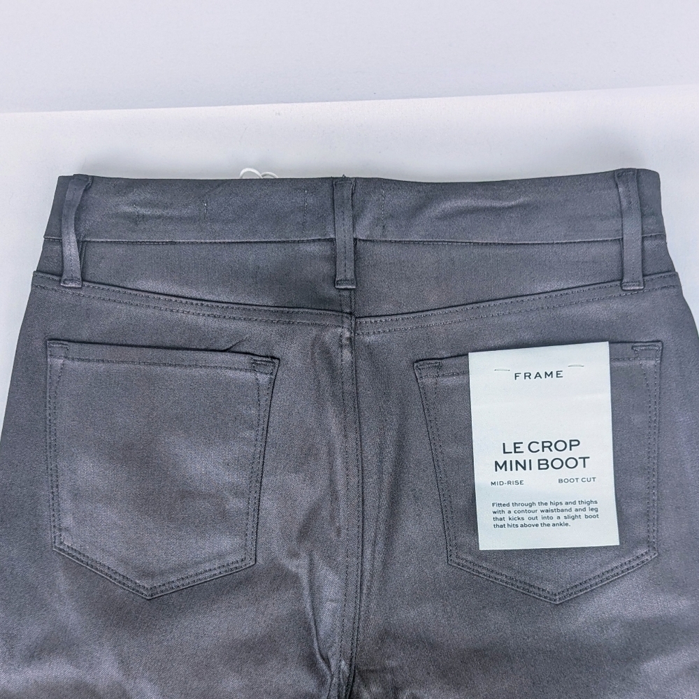 FRAME Le Crop Mini Boot Cut Jeans Coated Stretch Denim Midrise Mahogany 31 NWT - Picture 10 of 16